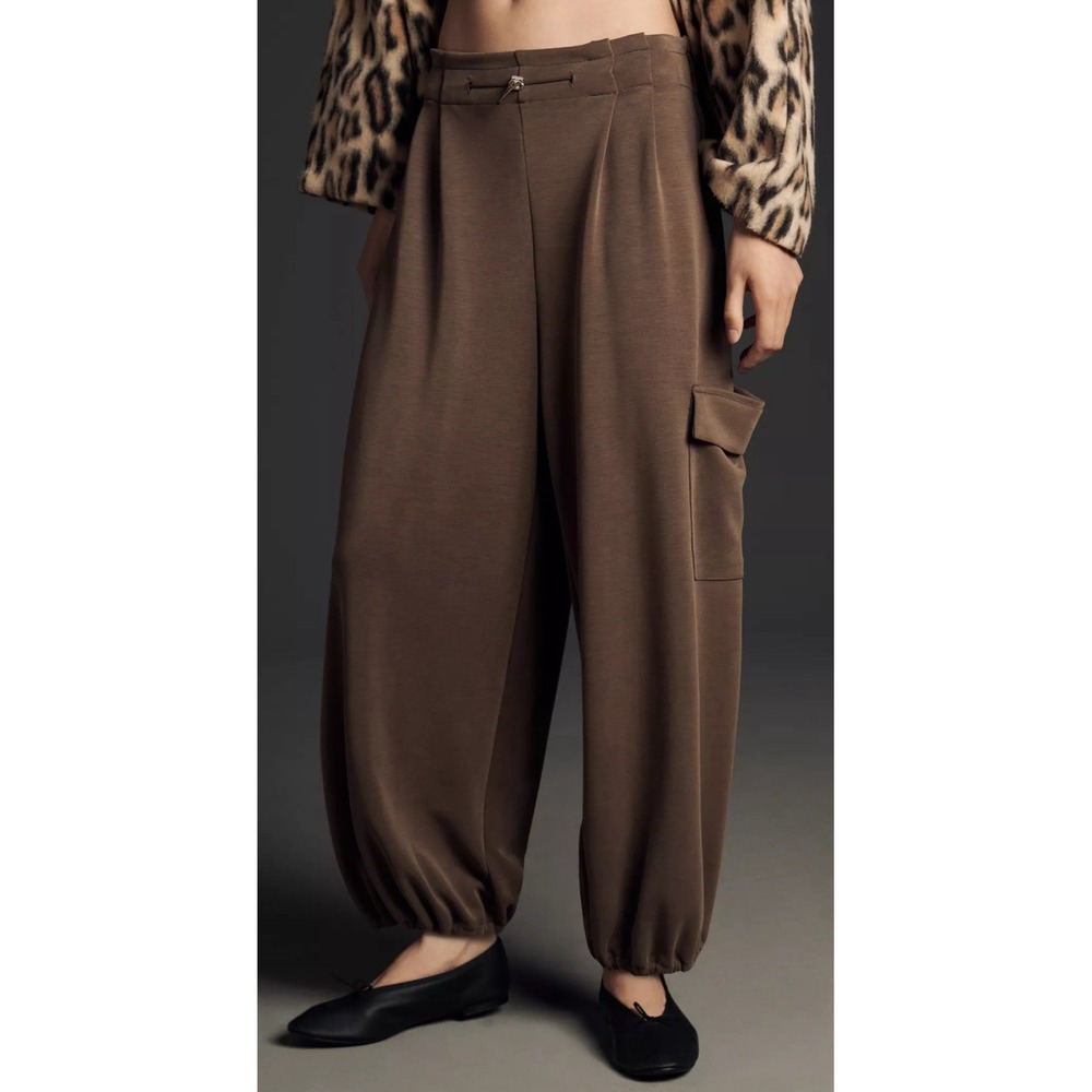 Anthropologie Bungee Parachute Pants Sz XSRelaxed Cinched Drawstring Brown
